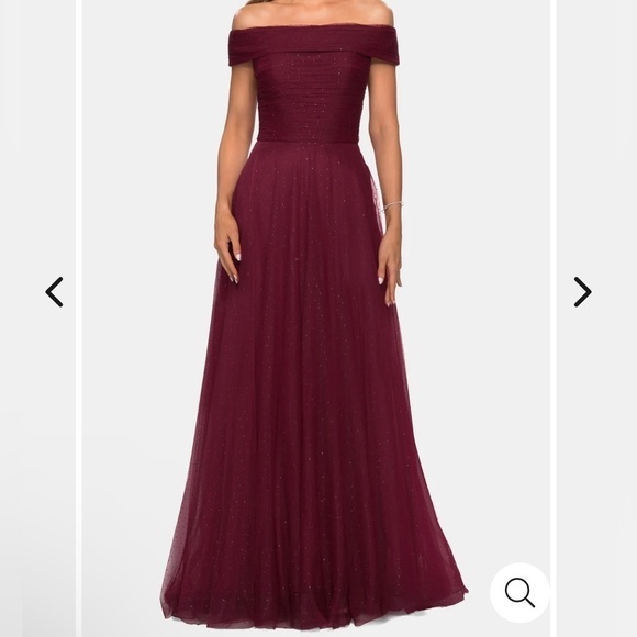 La Femme Tulle Off the Shoulder A-line Dress size 18 NWT - Picture 3 of 11